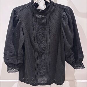 Reitmans Black Eyelet Lace Blouse